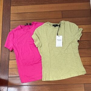 Bundle Theory Vibrant Pink and Soft Green Tees Size P